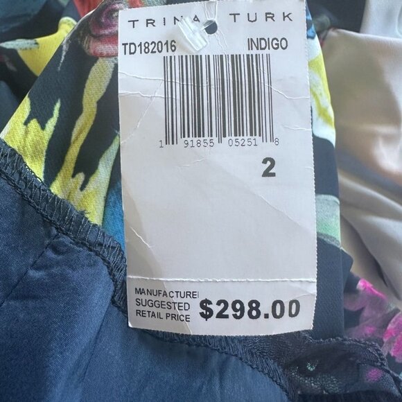 New Trina Turk Cold Shoulder Floral Navy Sheath Dress Size 2 - Picture 8 of 11